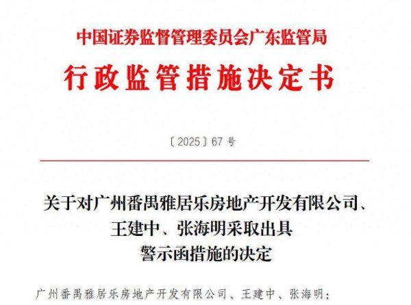 搭档网 未及时披露债务逾期等事项，番禺雅居乐及相关责任人遭证监局警示