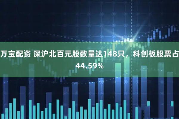 万宝配资 深沪北百元股数量达148只，科创板股票占44.59%